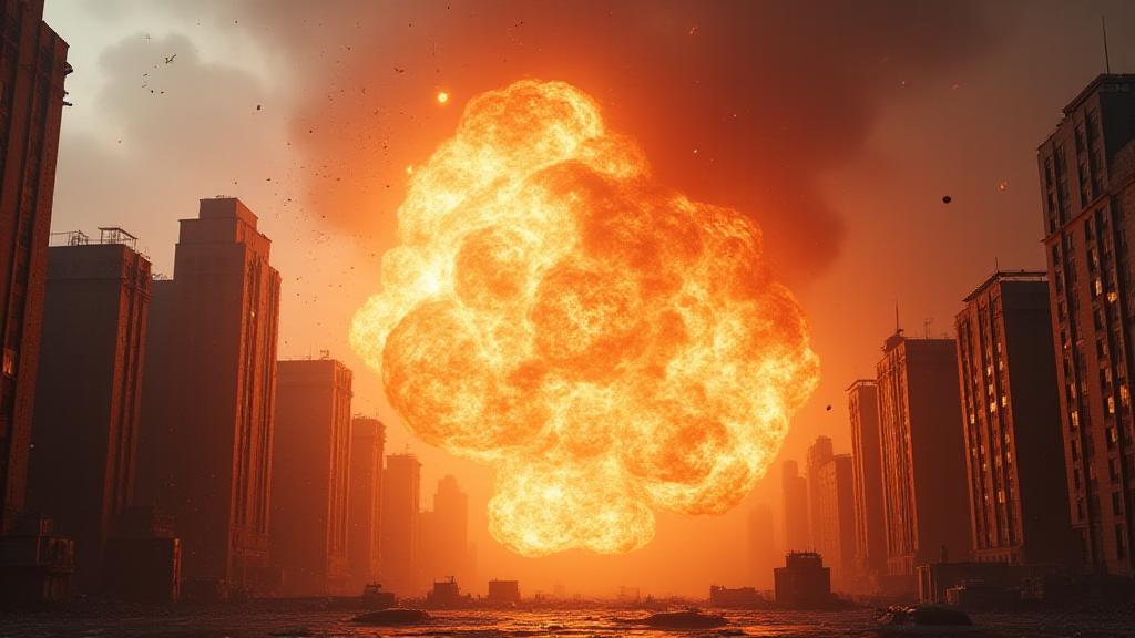 Efectos visuales de gran explosión para película de acción