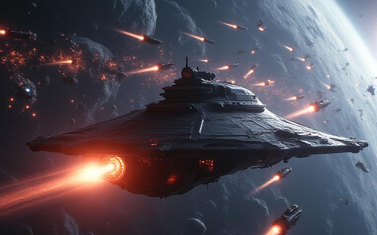 Efectos visuales para escena de nave espacial futurista